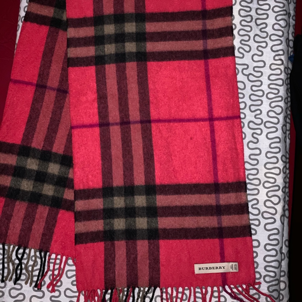 Burberry plaid print cashmere scarf